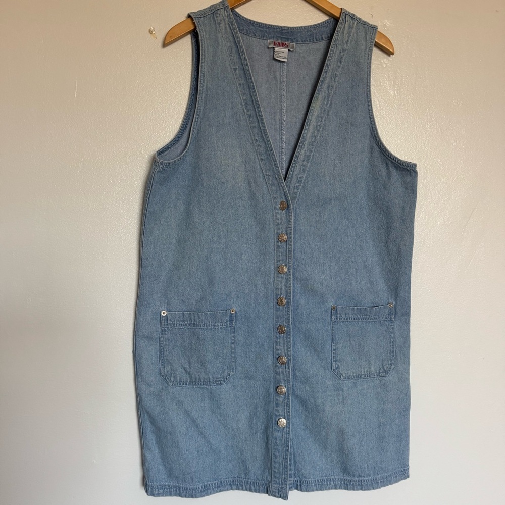 Vintage FADS Denim Sleeveless Button-Down Dress